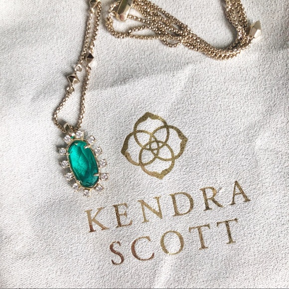 Kendra Scott Brett Necklace Clear Emerald - Picture 2 of 2